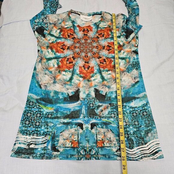 Le Galeriste Abstract Wearable Art Women Top Blouse Shirt Size XS/TP Crew Neck - Picture 6 of 13